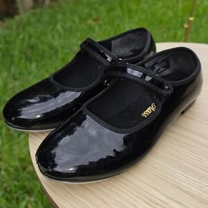 1st Class MJ101 Black Patent Mary Jane Tap Shoes Kids Size 9 Hook and Loop Strap